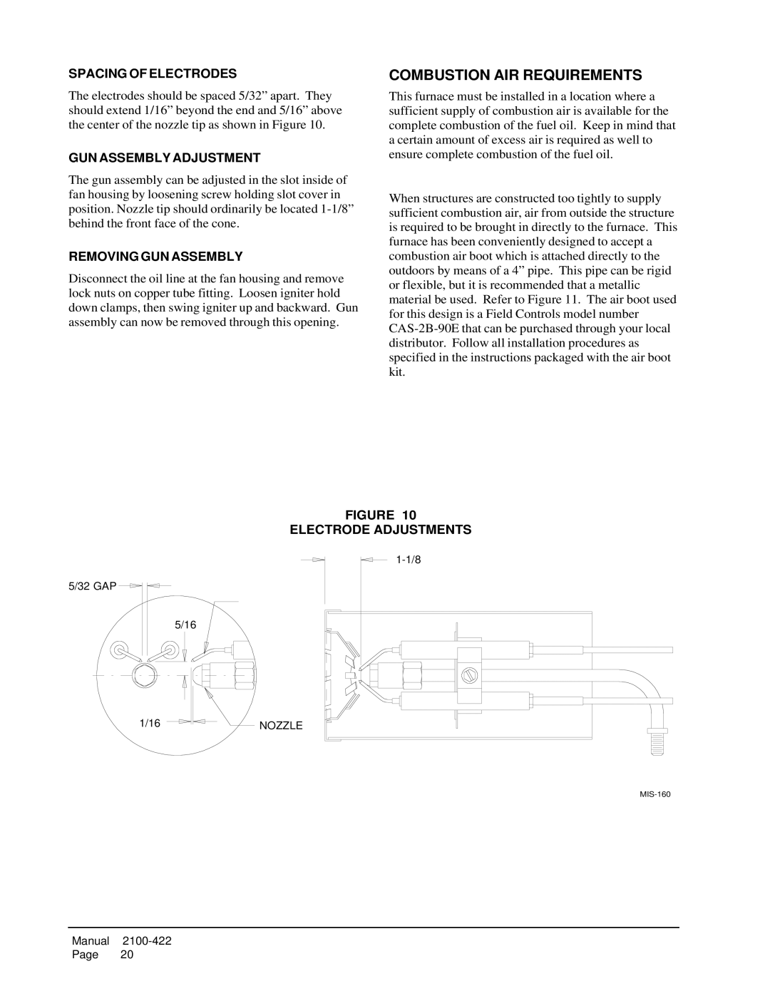 321 Studios FLF110D48E Combustion AIR Requirements, Spacing of Electrodes, GUN Assembly Adjustment, Removing GUN Assembly 