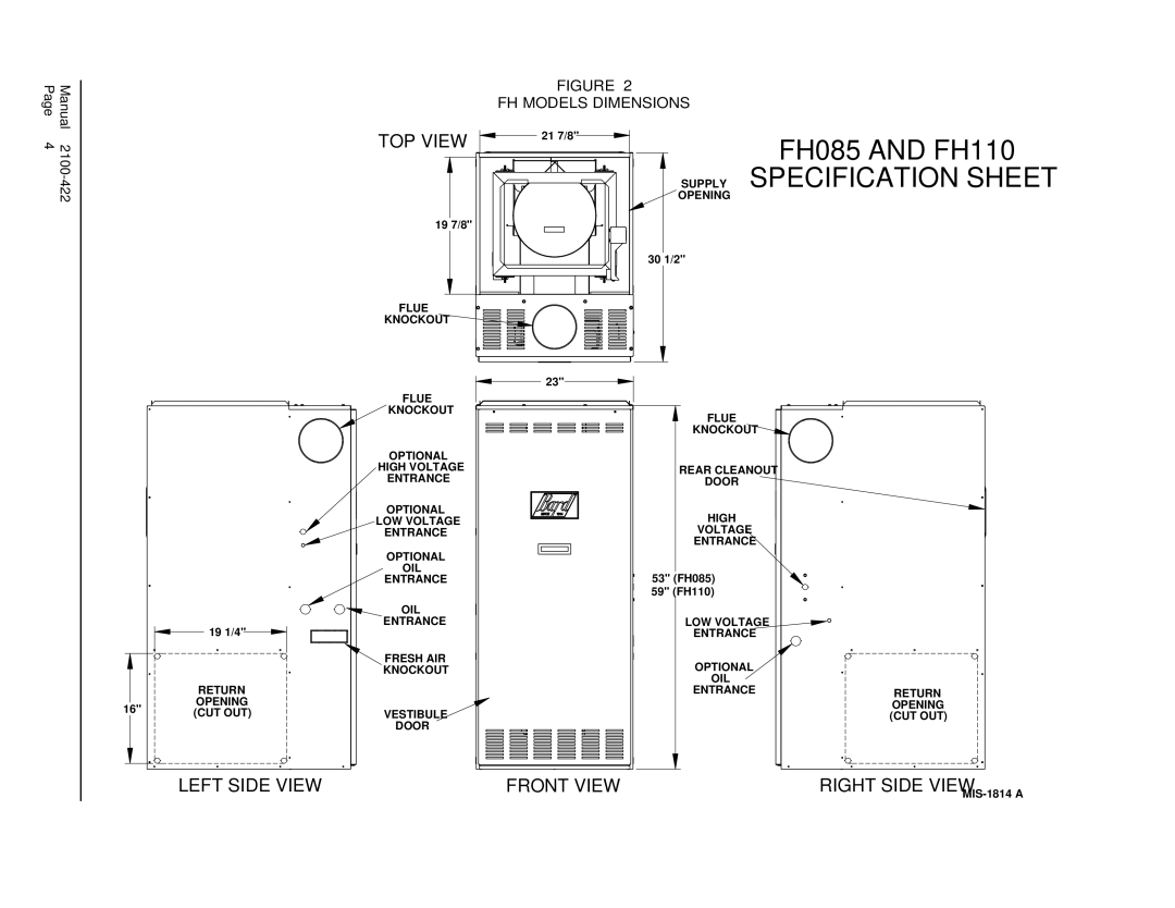 321 Studios FLR110D48E, FLF110D48E, FH110D48E, FLR140D60E, FLF085D36E, FLF110D60E, FC085D36E warranty Supply Specification Sheet 