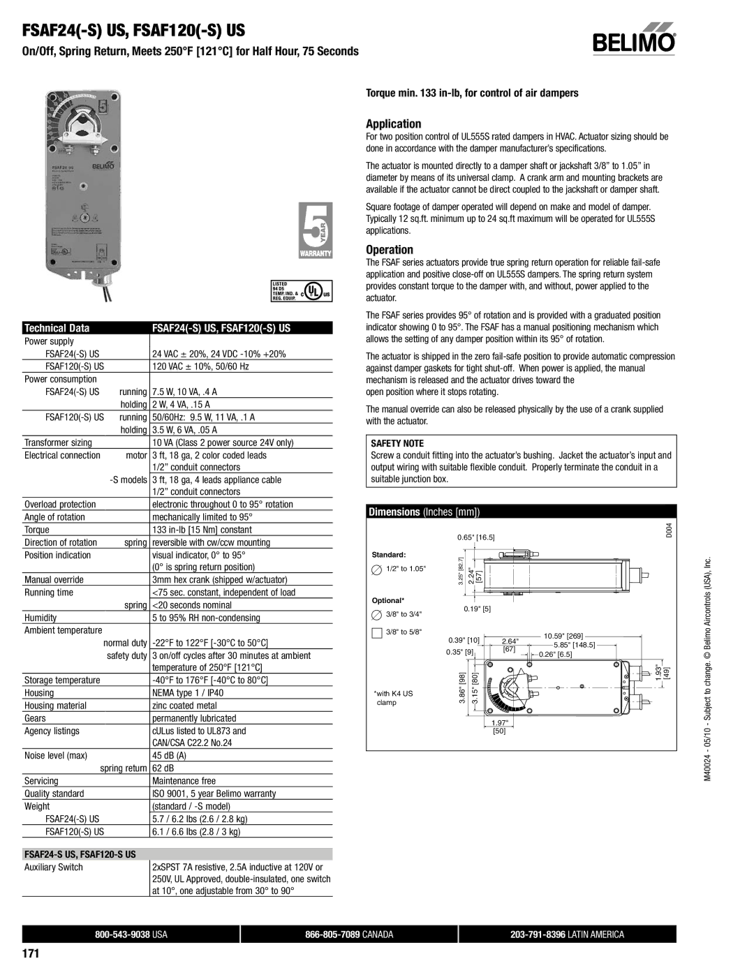 321 Studios specifications FSAF24-S US, FSAF120-S US, Application, Operation, 171 