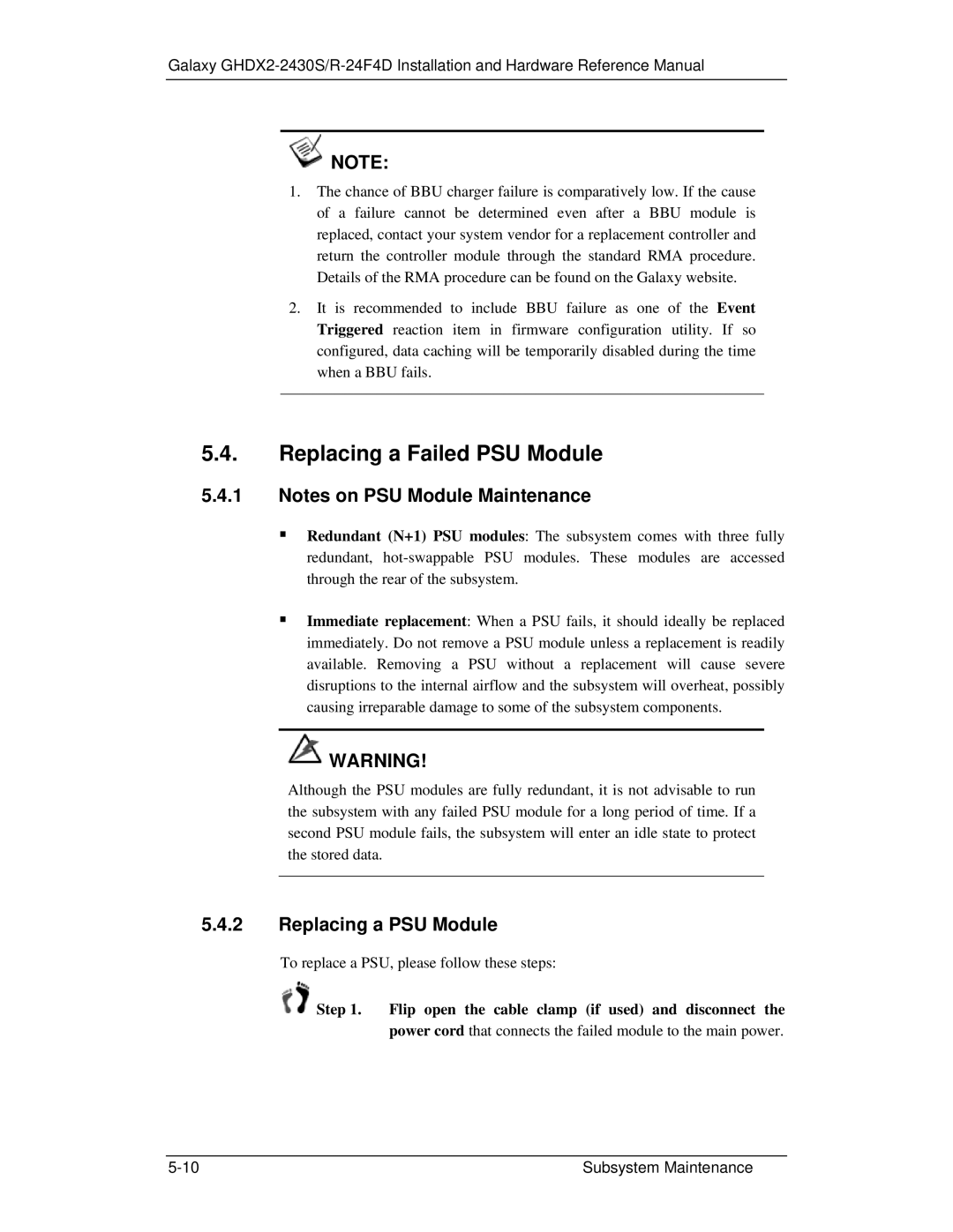 321 Studios GHDX2-2430S-24F4D manual Replacing a Failed PSU Module, Replacing a PSU Module 