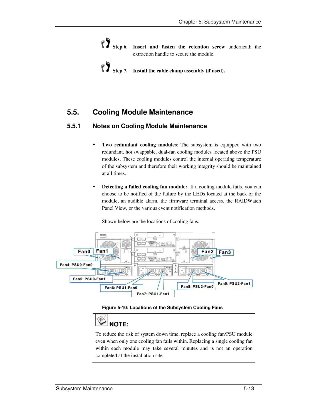 321 Studios GHDX2-2430S-24F4D manual Cooling Module Maintenance, Locations of the Subsystem Cooling Fans 