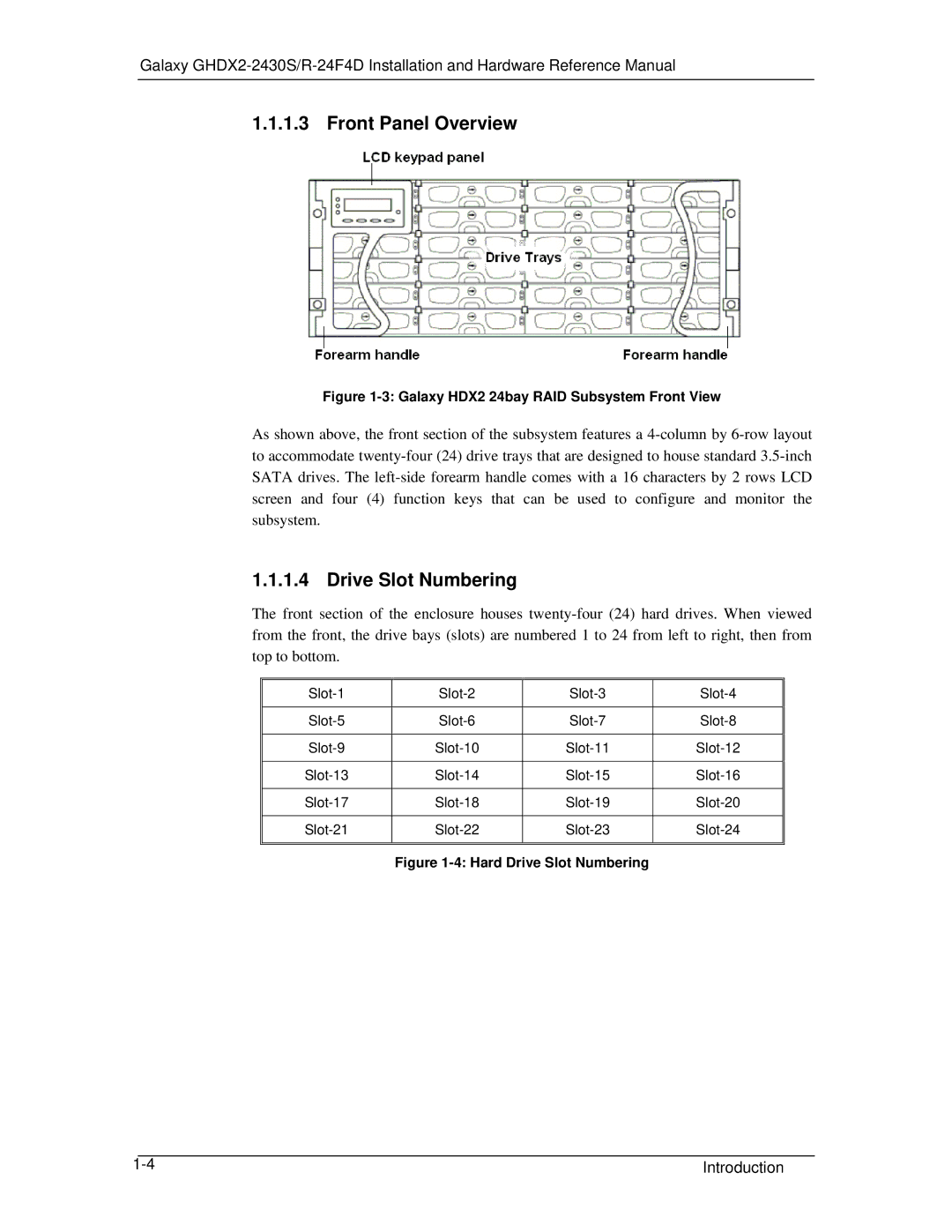 321 Studios GHDX2-2430S-24F4D manual Front Panel Overview, Drive Slot Numbering 