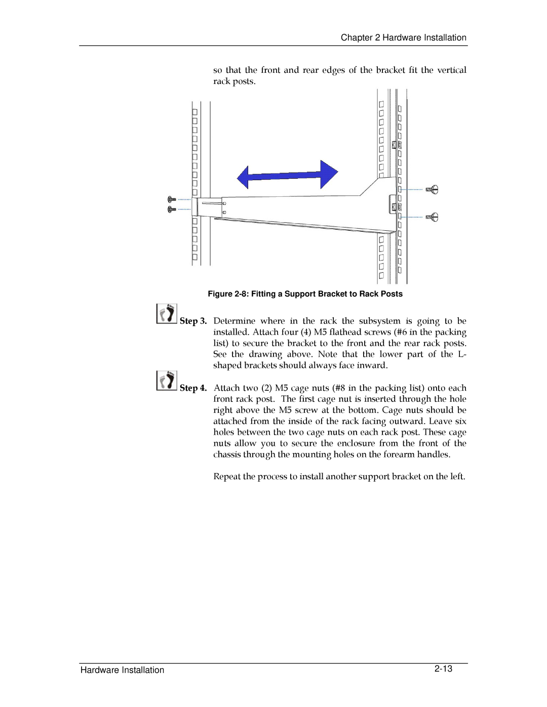 321 Studios GHDX2-2430S-24F4D manual Fitting a Support Bracket to Rack Posts 