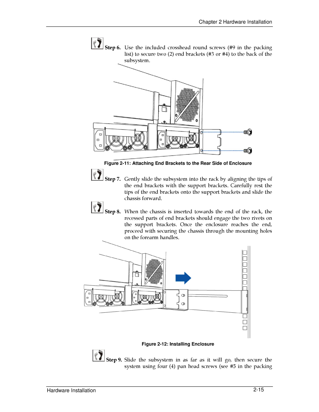 321 Studios GHDX2-2430S-24F4D manual Attaching End Brackets to the Rear Side of Enclosure 