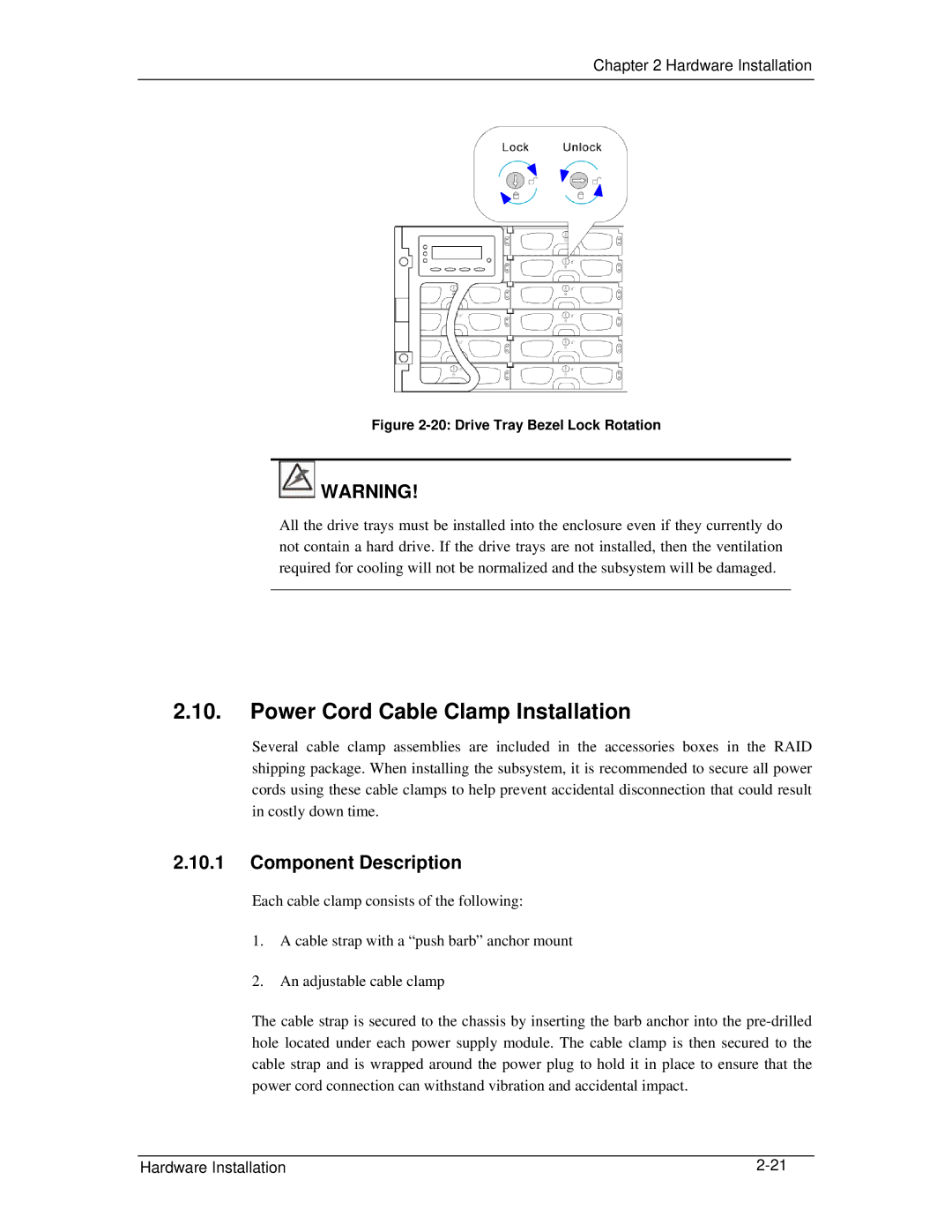 321 Studios GHDX2-2430S-24F4D manual Power Cord Cable Clamp Installation, Component Description 