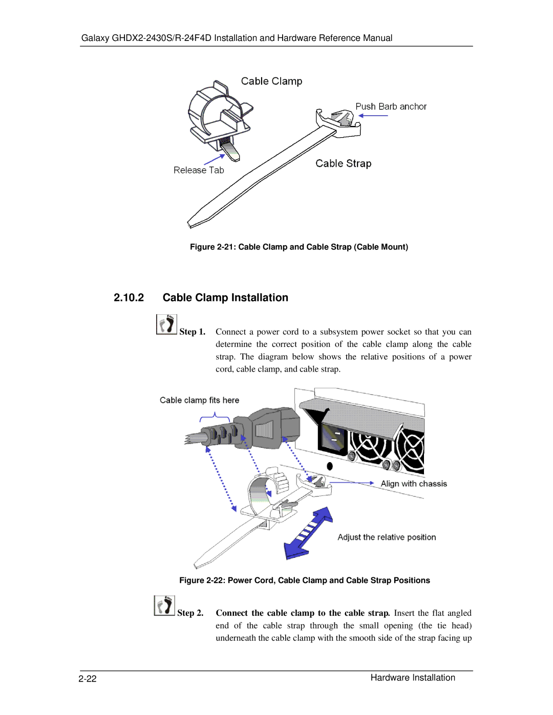 321 Studios GHDX2-2430S-24F4D manual Cable Clamp Installation, Cable Clamp and Cable Strap Cable Mount 