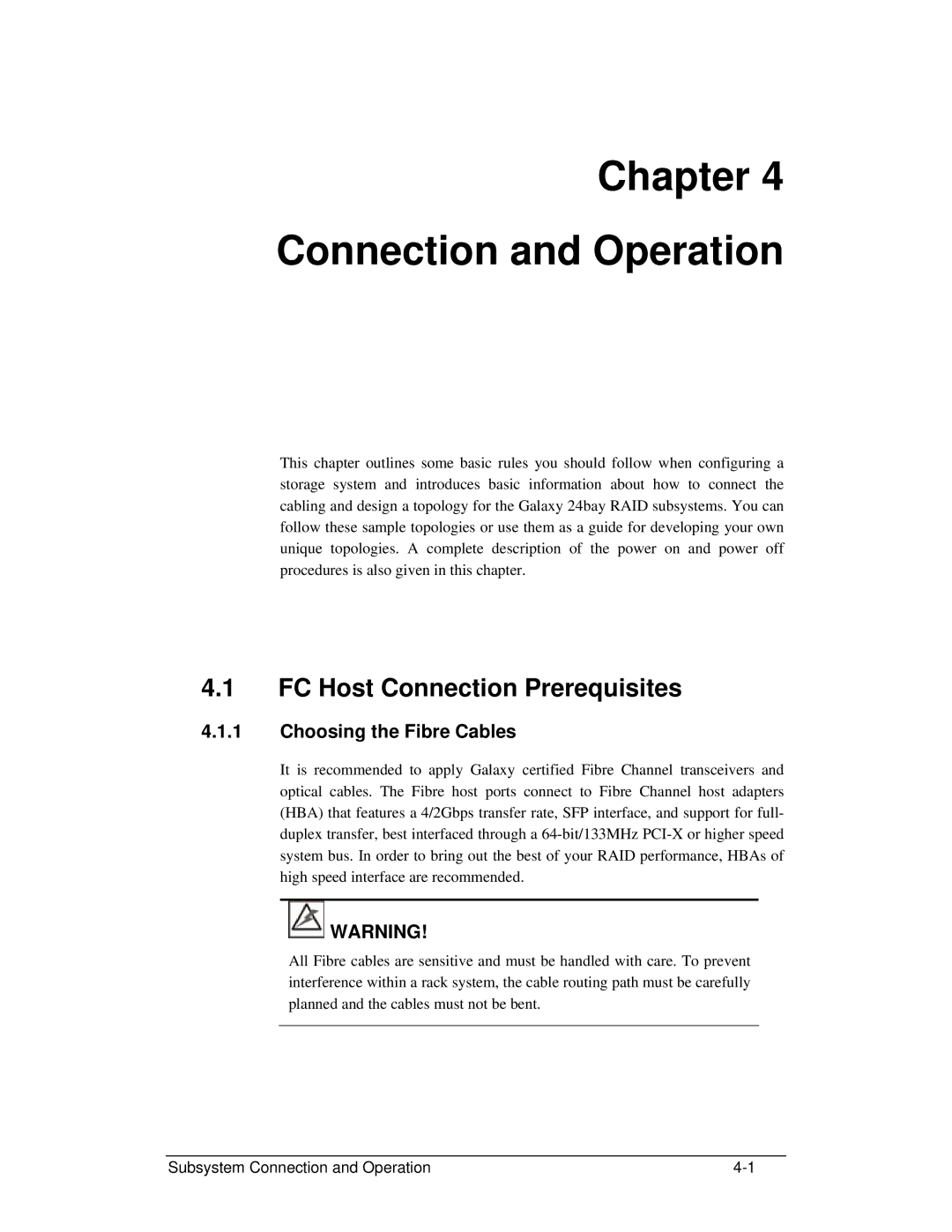 321 Studios GHDX2-2430S-24F4D manual FC Host Connection Prerequisites, Choosing the Fibre Cables 