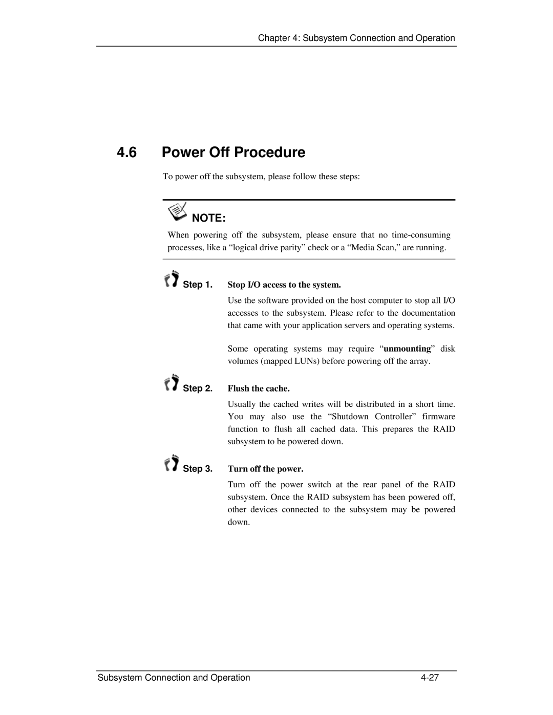 321 Studios GHDX2-2430S-24F4D manual Power Off Procedure, Stop I/O access to the system 