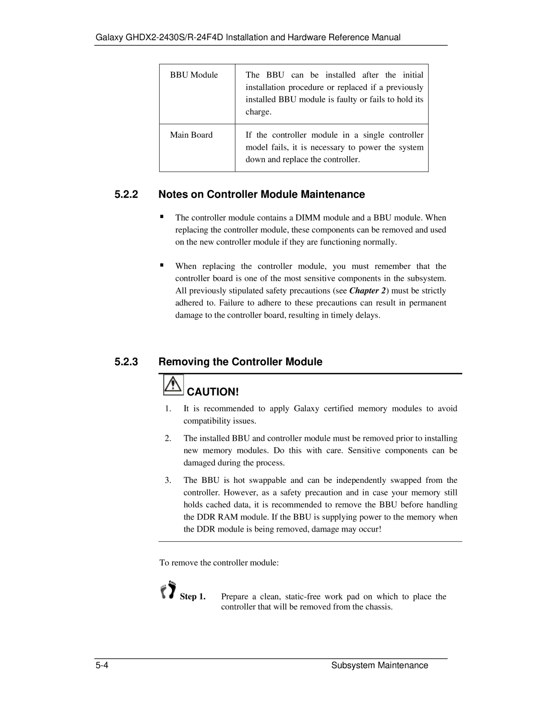 321 Studios GHDX2-2430S-24F4D manual Removing the Controller Module 