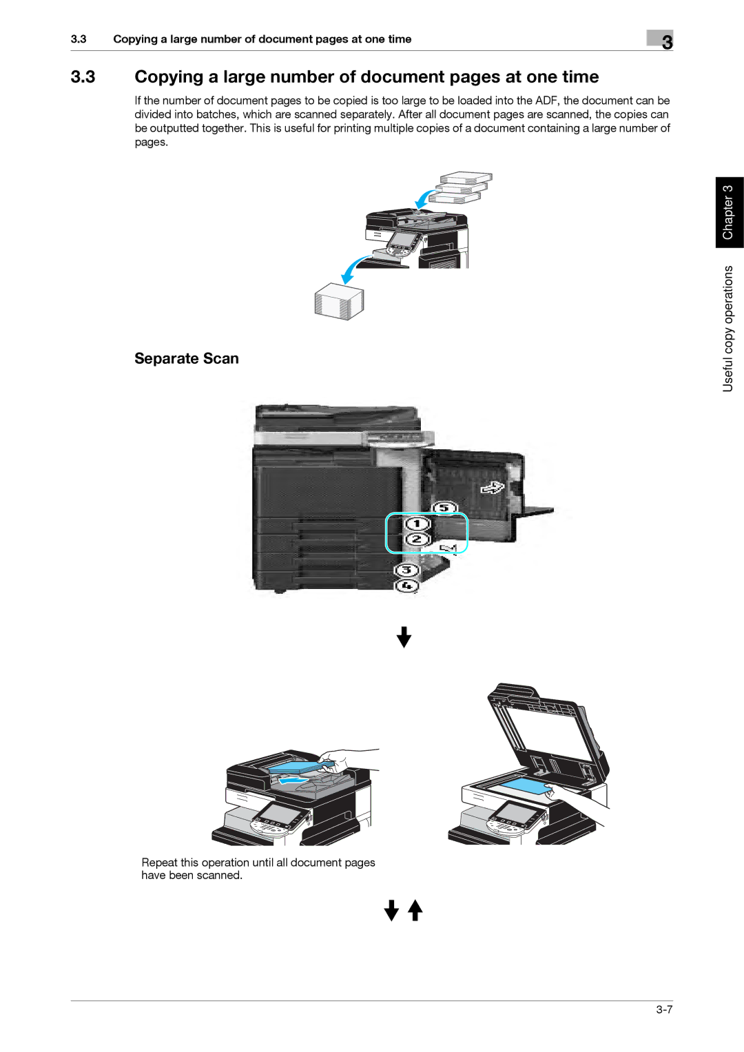 321 Studios MFX-C2828 manual Copying a large number of document pages at one time, Separate Scan 