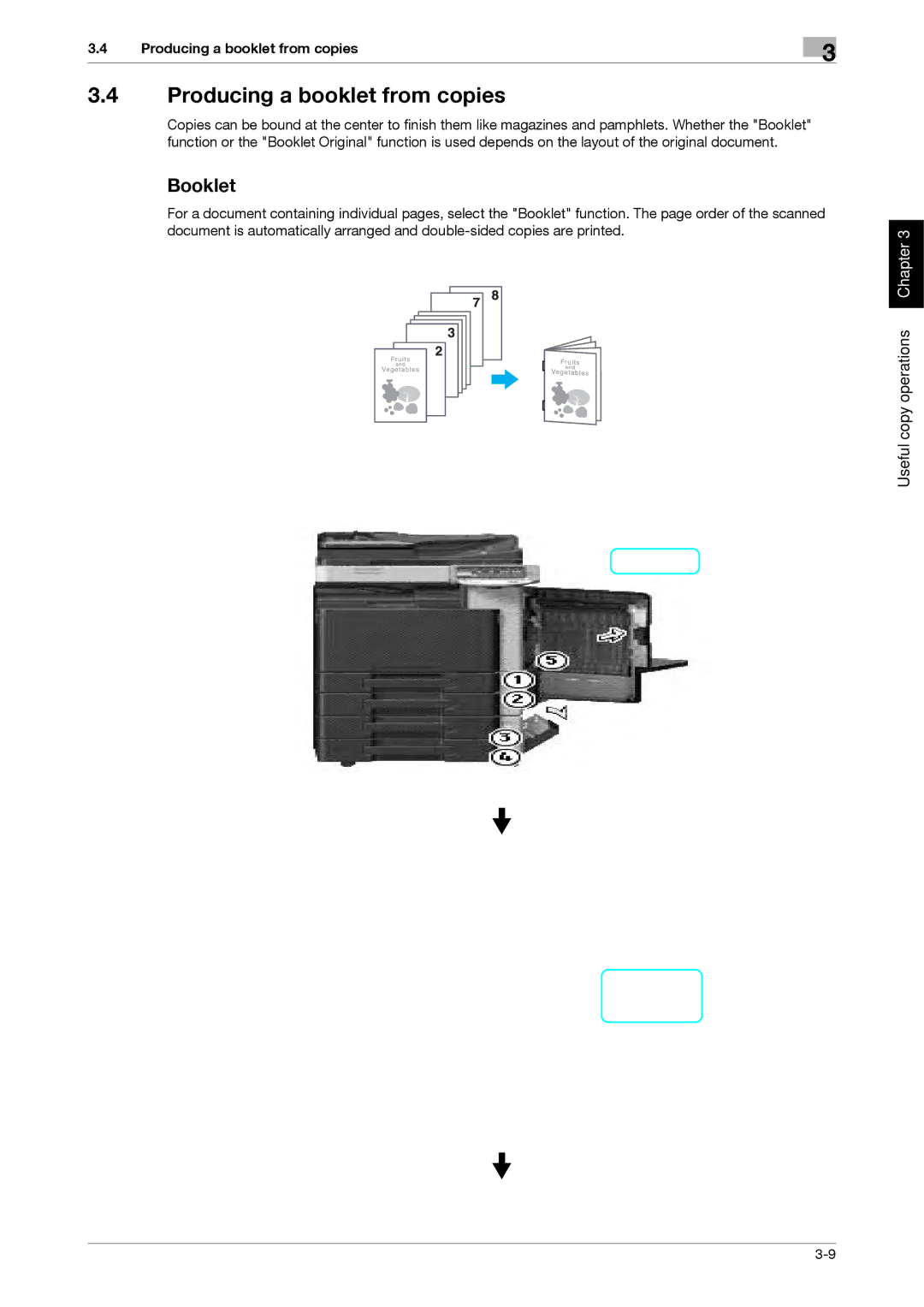 321 Studios MFX-C2828 manual Producing a booklet from copies, Booklet 