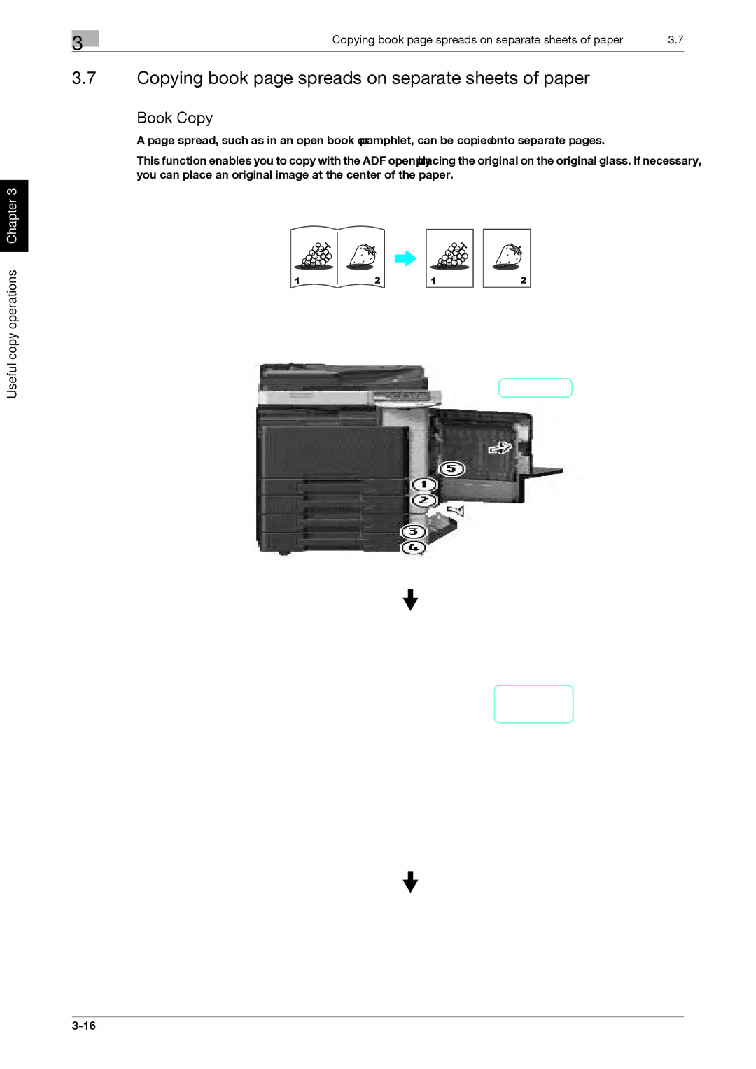 321 Studios MFX-C2828 manual Copying book page spreads on separate sheets of paper, Book Copy 