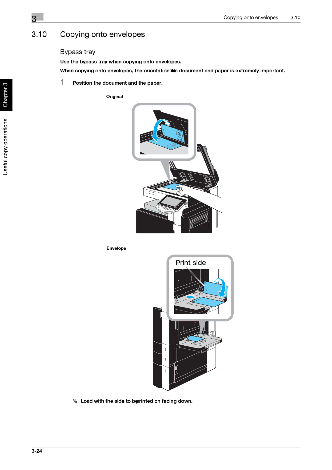 321 Studios MFX-C2828 manual Copying onto envelopes, Bypass tray 