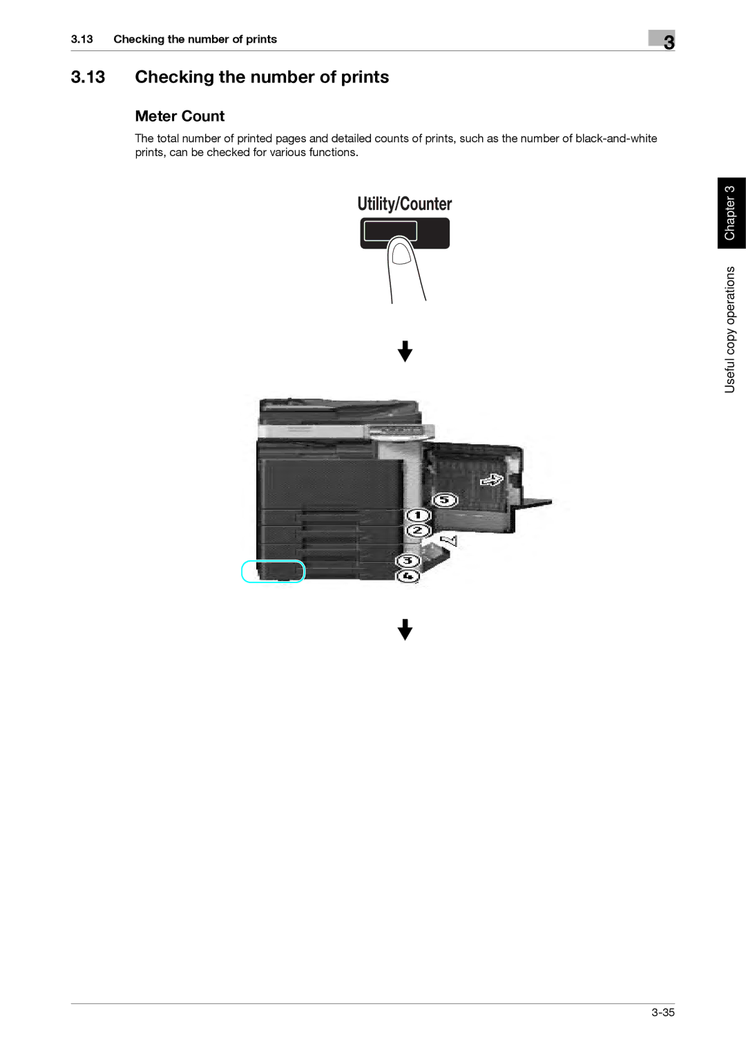 321 Studios MFX-C2828 manual Checking the number of prints, Meter Count 