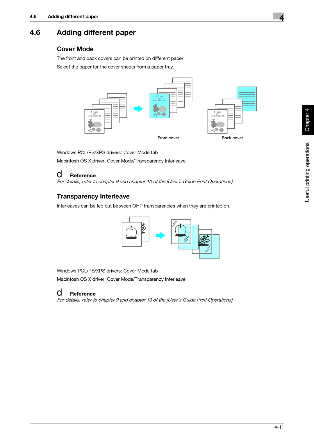 321 Studios MFX-C2828 manual Adding different paper, Cover Mode, Transparency Interleave 