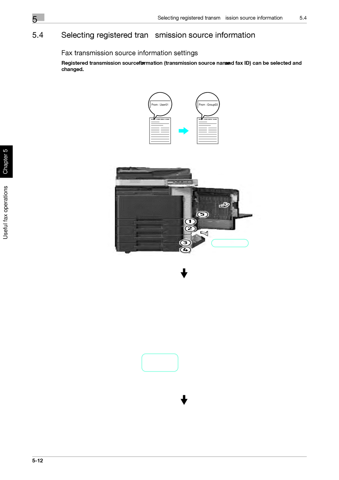 321 Studios MFX-C2828 Selecting registered transmission source information, Fax transmission source information settings 