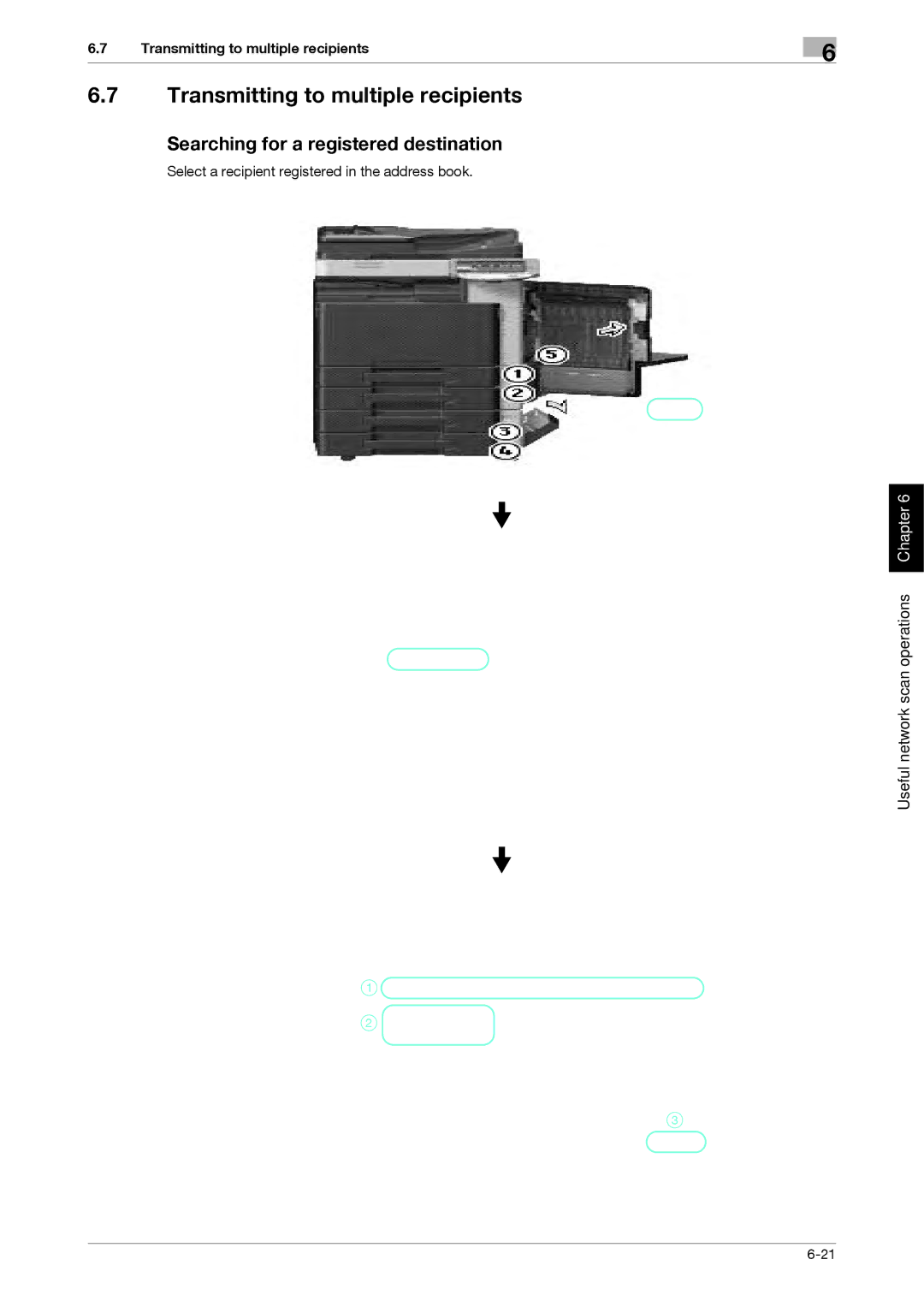 321 Studios MFX-C2828 manual Transmitting to multiple recipients, Searching for a registered destination 