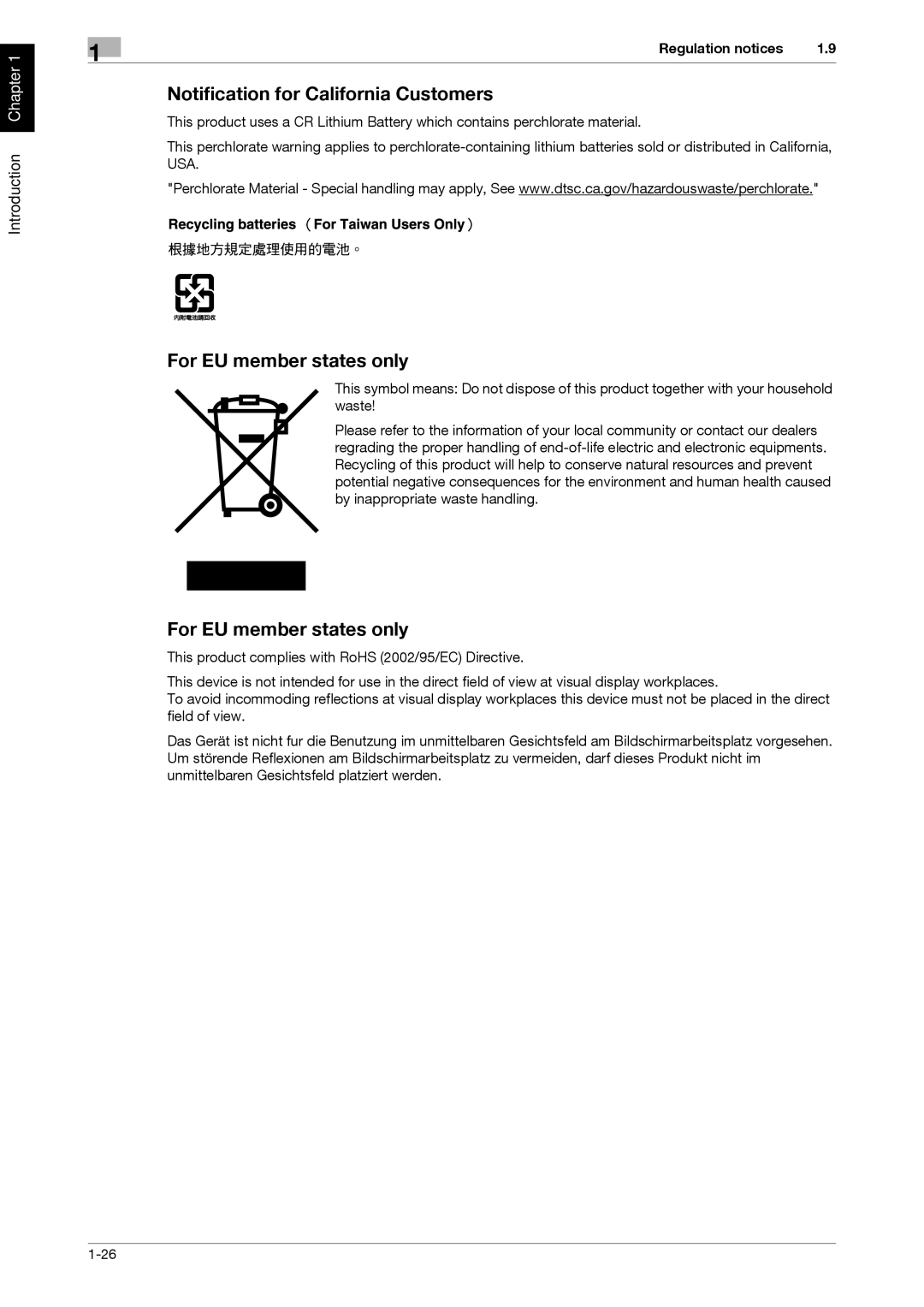 321 Studios MFX-C2828 manual Notification for California Customers, For EU member states only 