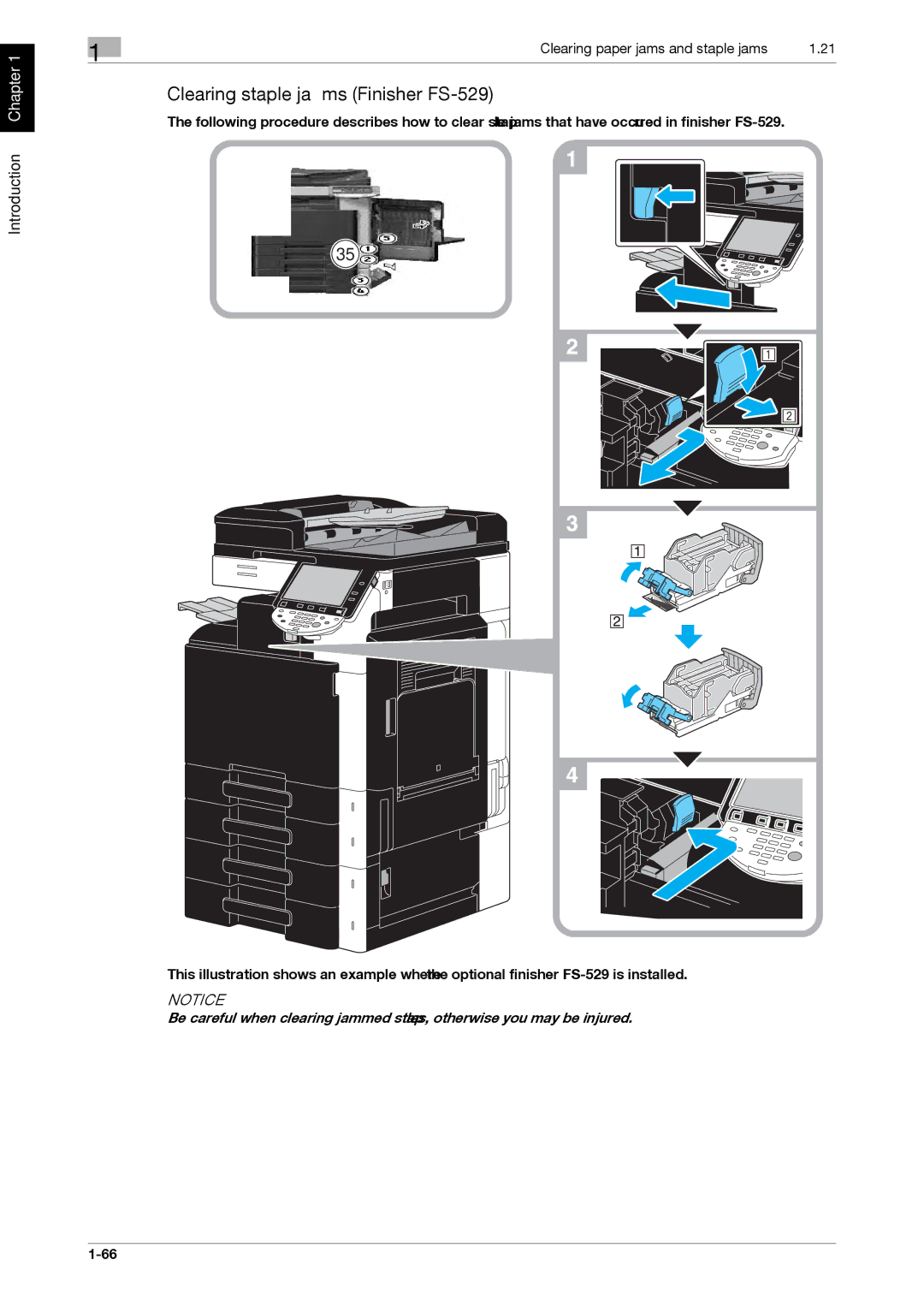 321 Studios MFX-C2828 manual Clearing staple jams Finisher FS-529 