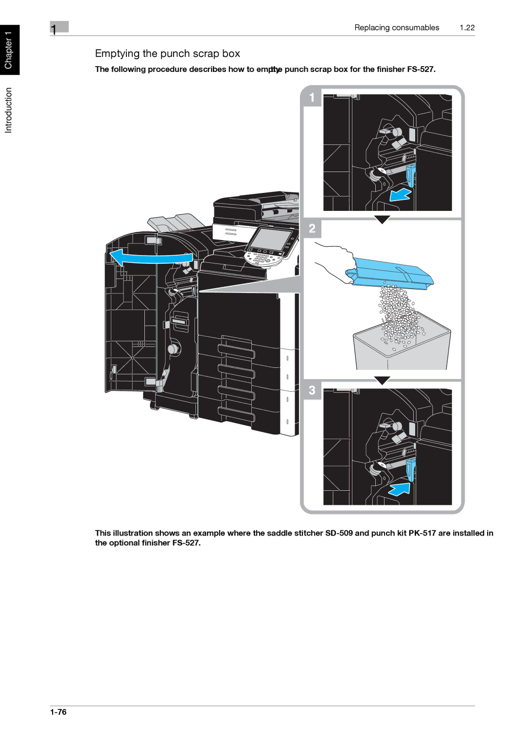 321 Studios MFX-C2828 manual Emptying the punch scrap box 