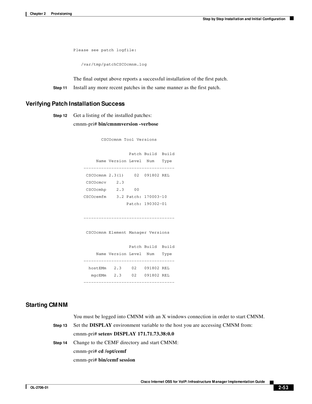 321 Studios OL-2706-01 manual Verifying Patch Installation Success, Starting Cmnm 