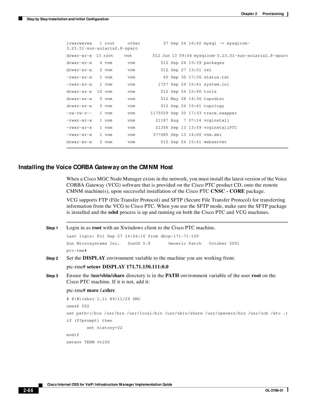 321 Studios OL-2706-01 manual Installing the Voice Corba Gateway on the Cmnm Host, Ptc-tme#more /.cshrc 