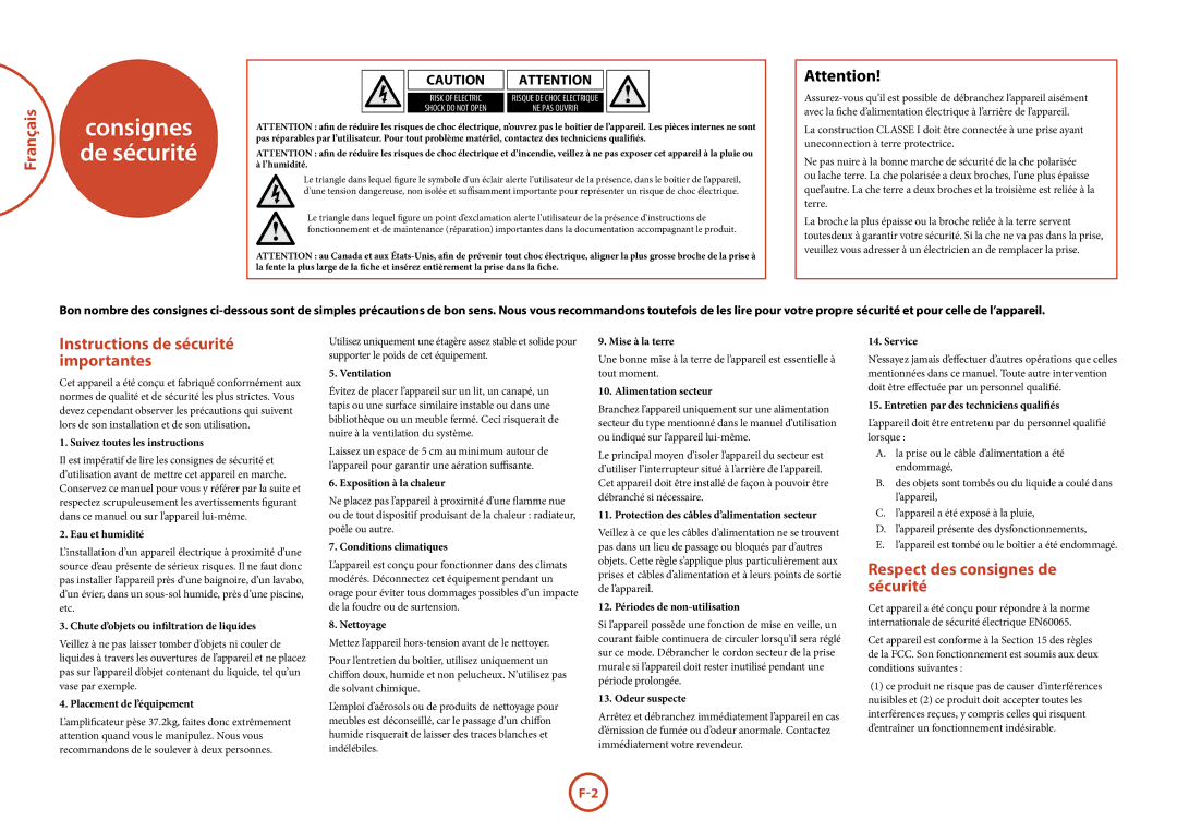 321 Studios P777 manual Français, Instructions de sécurité importantes, Respect des consignes de sécurité 