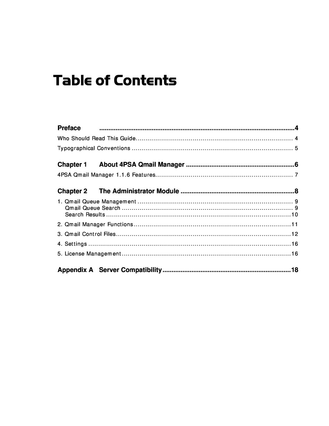 321 Studios Plesk 7.x Reloaded, Plesk 8 manual Table of Contents 