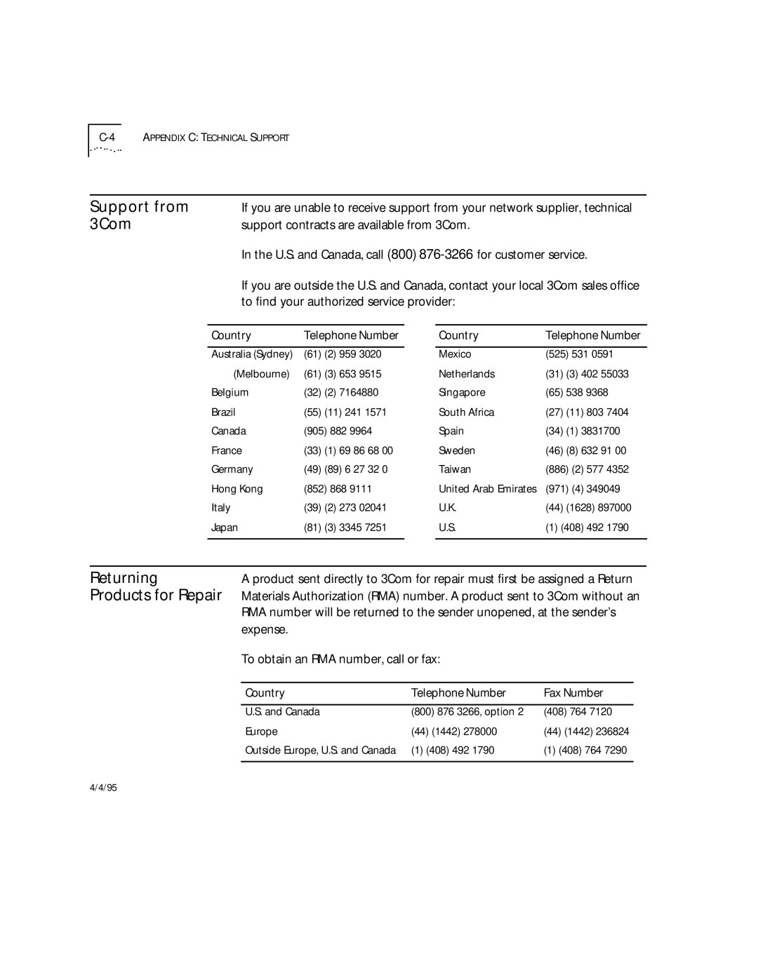 3Com 09-0704-001 Support from, Support contracts are available from 3Com, To ﬁnd your authorized service provider 