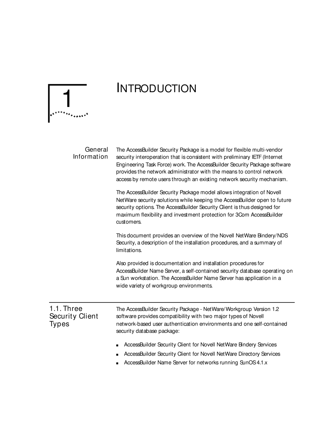 3Com 09-0704-001 manual Introduction, Three Security Client Types 