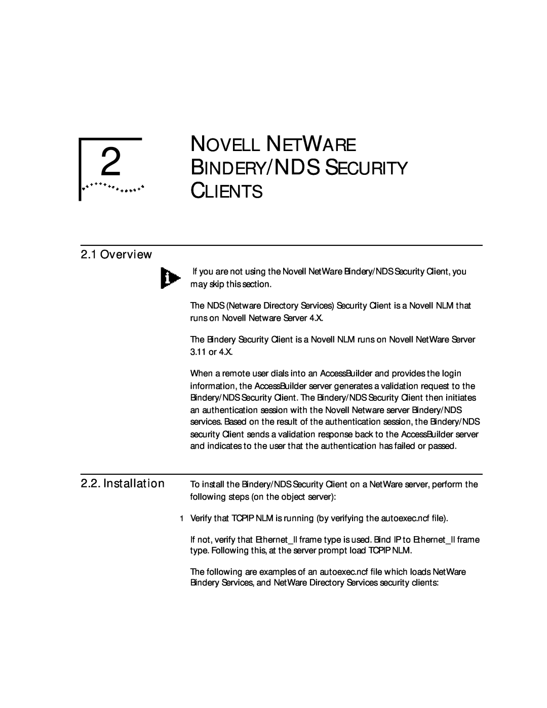 3Com 09-0704-001 manual NOVELL NETWARE 2 BINDERY/NDS SECURITY CLIENTS, Overview 