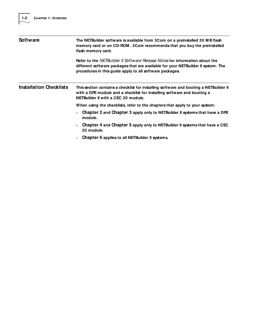 3Com 09-1324-000 manual Software, Installation Checklists 