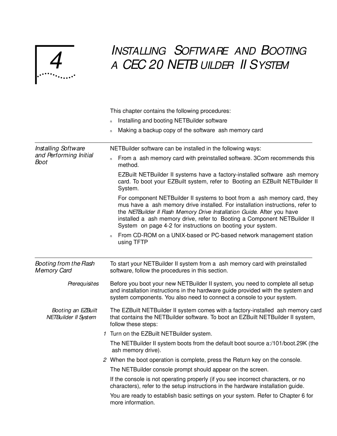 3Com 09-1324-000 manual CEC 20 Netbuilder II System, Installing Software and Booting 