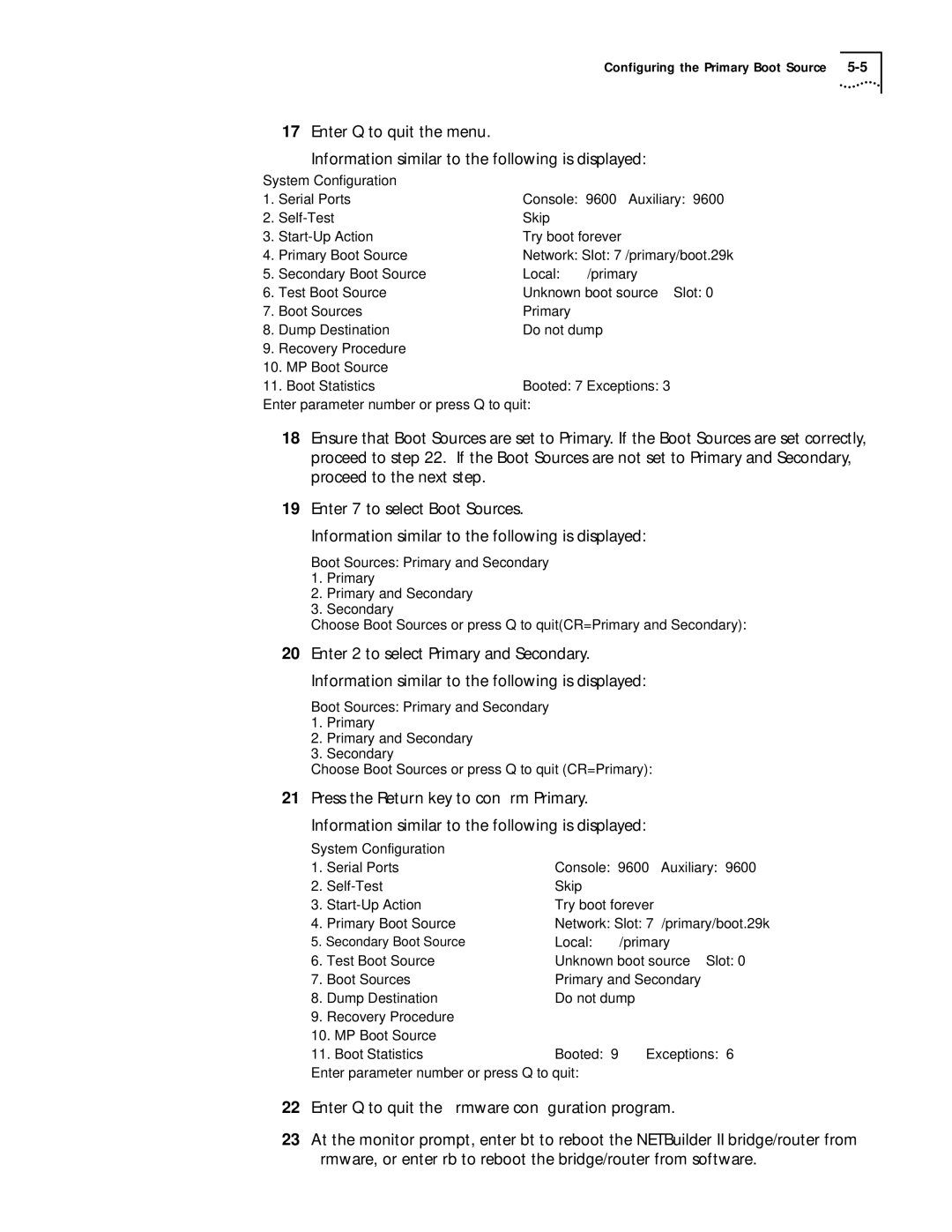 3Com 09-1324-000 manual Secondary Boot Source 