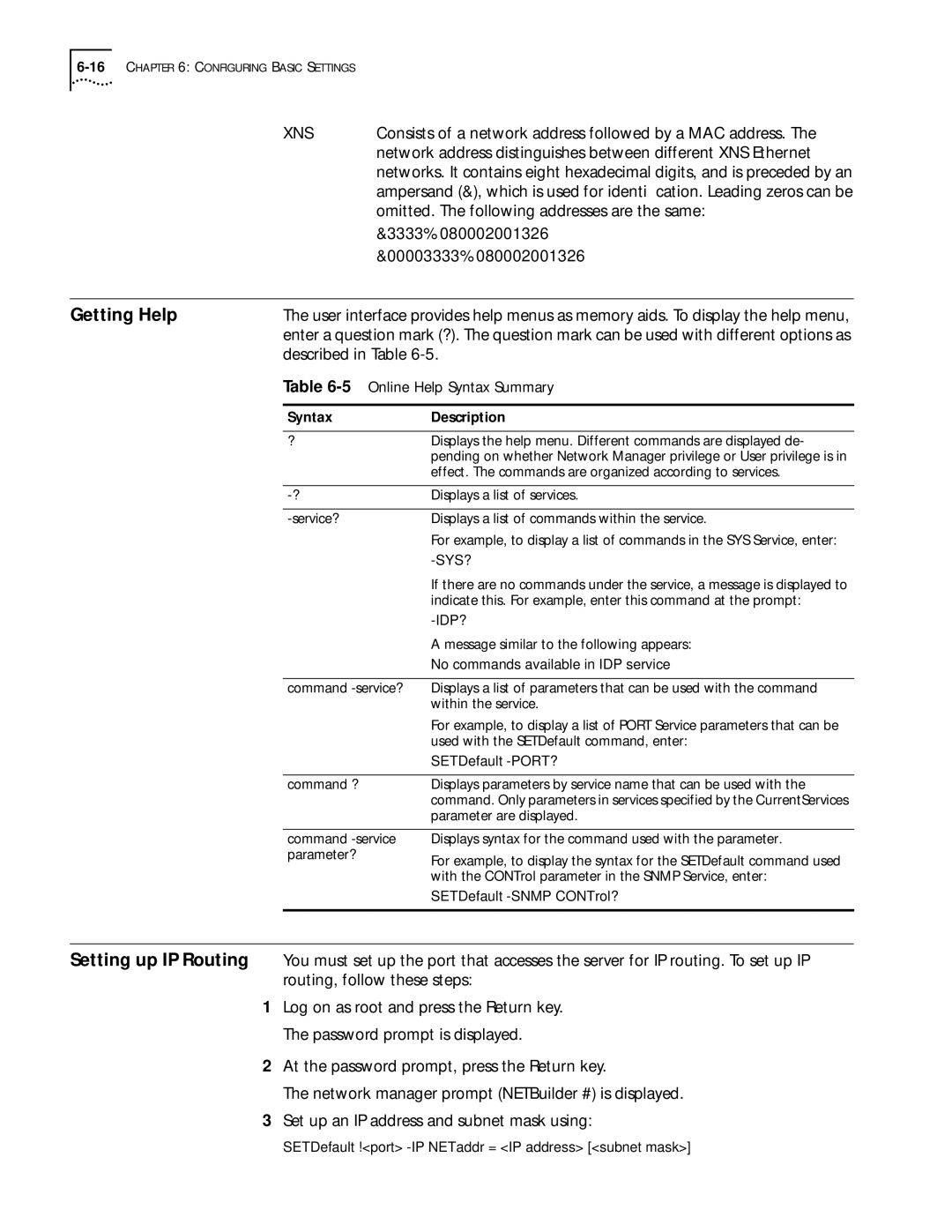 3Com 09-1324-000 manual Getting Help, Described in Table, Syntax Description 