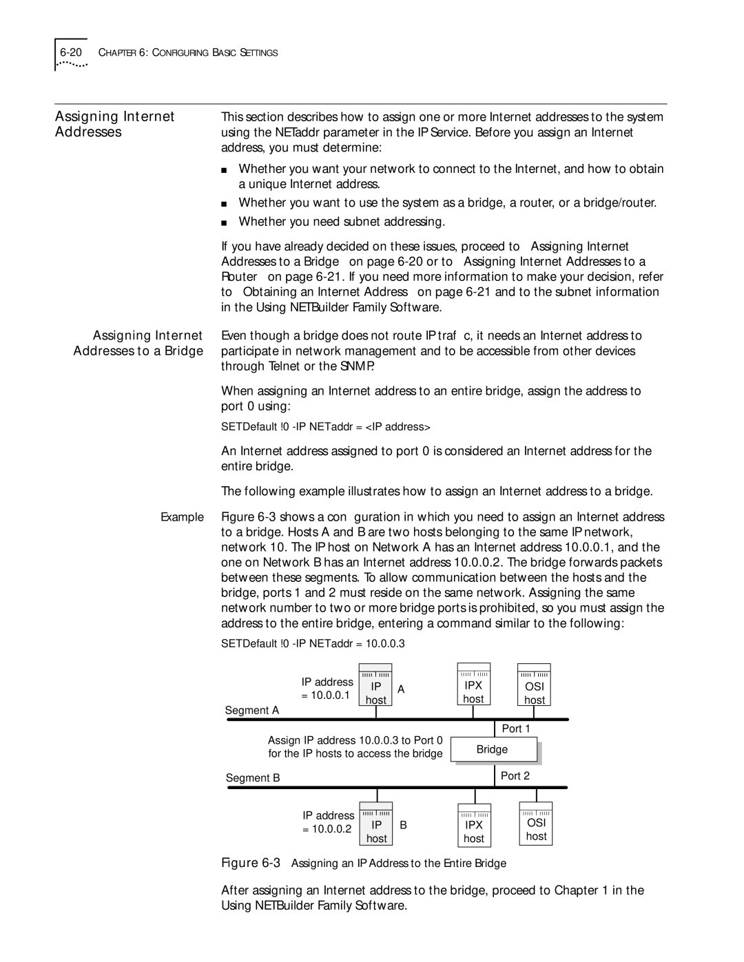 3Com 09-1324-000 manual Assigning Internet, Addresses to a Bridge 