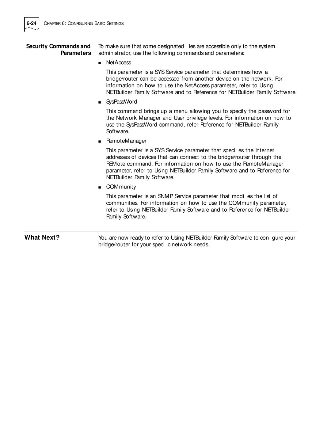 3Com 09-1324-000 manual 24CHAPTER 6 Configuring Basic Settings 