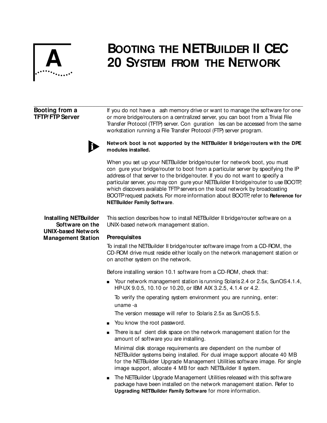 3Com 09-1324-000 manual Booting the Netbuilder II CEC a 20 System from the Network, Booting from a, TFTP/FTP Server 