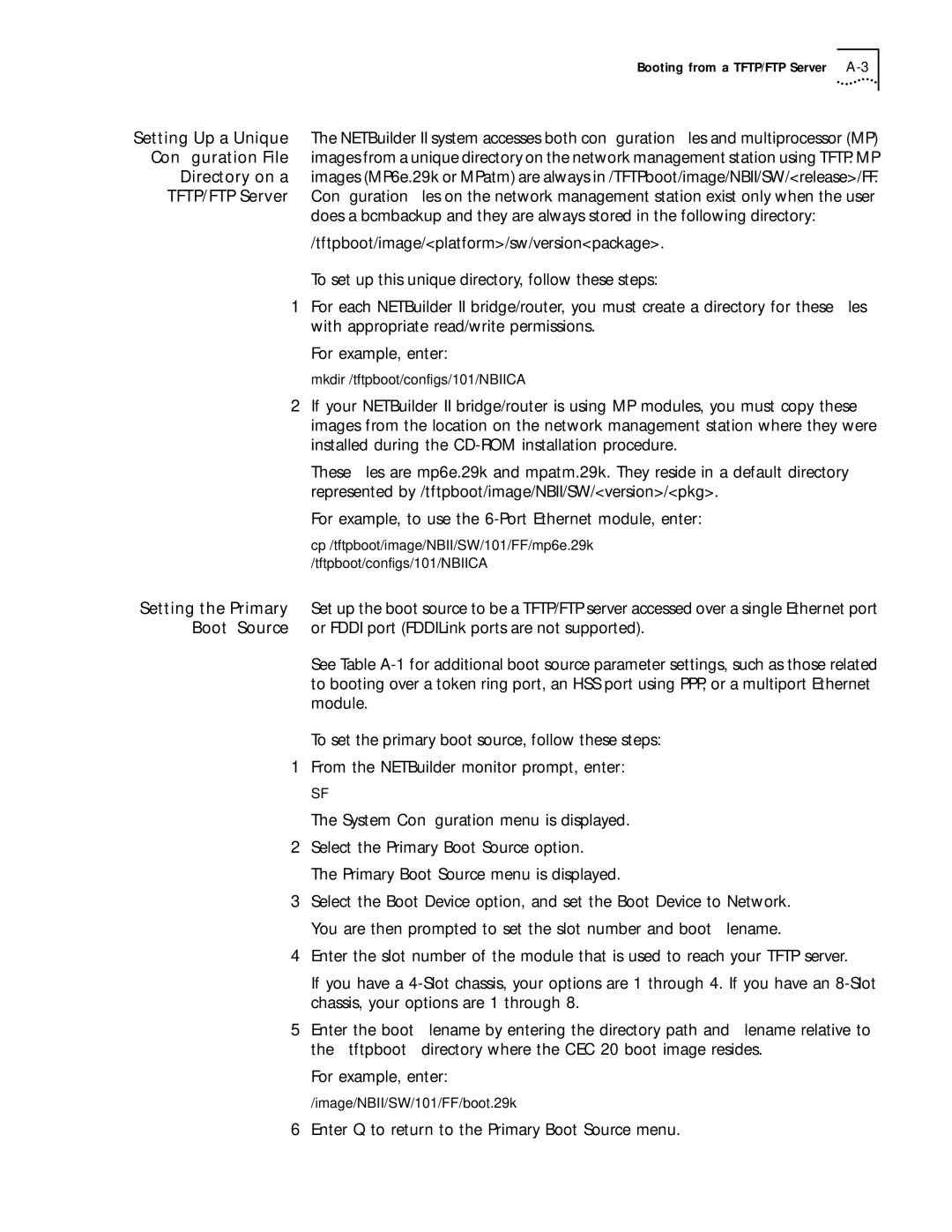 3Com 09-1324-000 manual Enter Q to return to the Primary Boot Source menu 