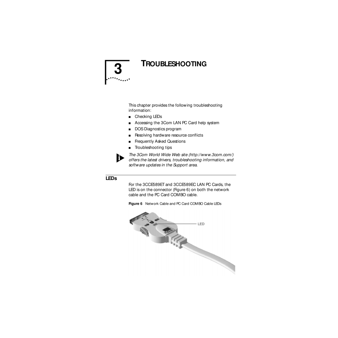 3Com 09-1457-000 manual Troubleshooting, LEDs 