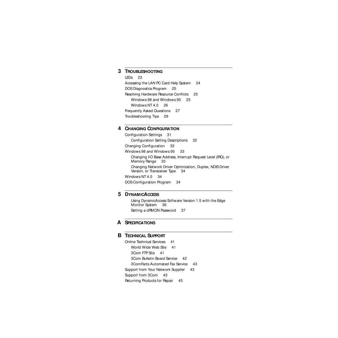 3Com 09-1457-000 manual Troubleshooting 