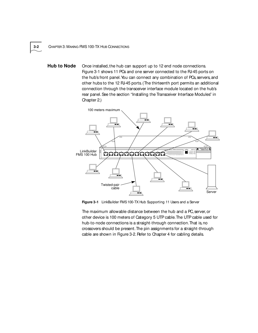 3Com 100 TX manual Twisted-pair Cable Server 