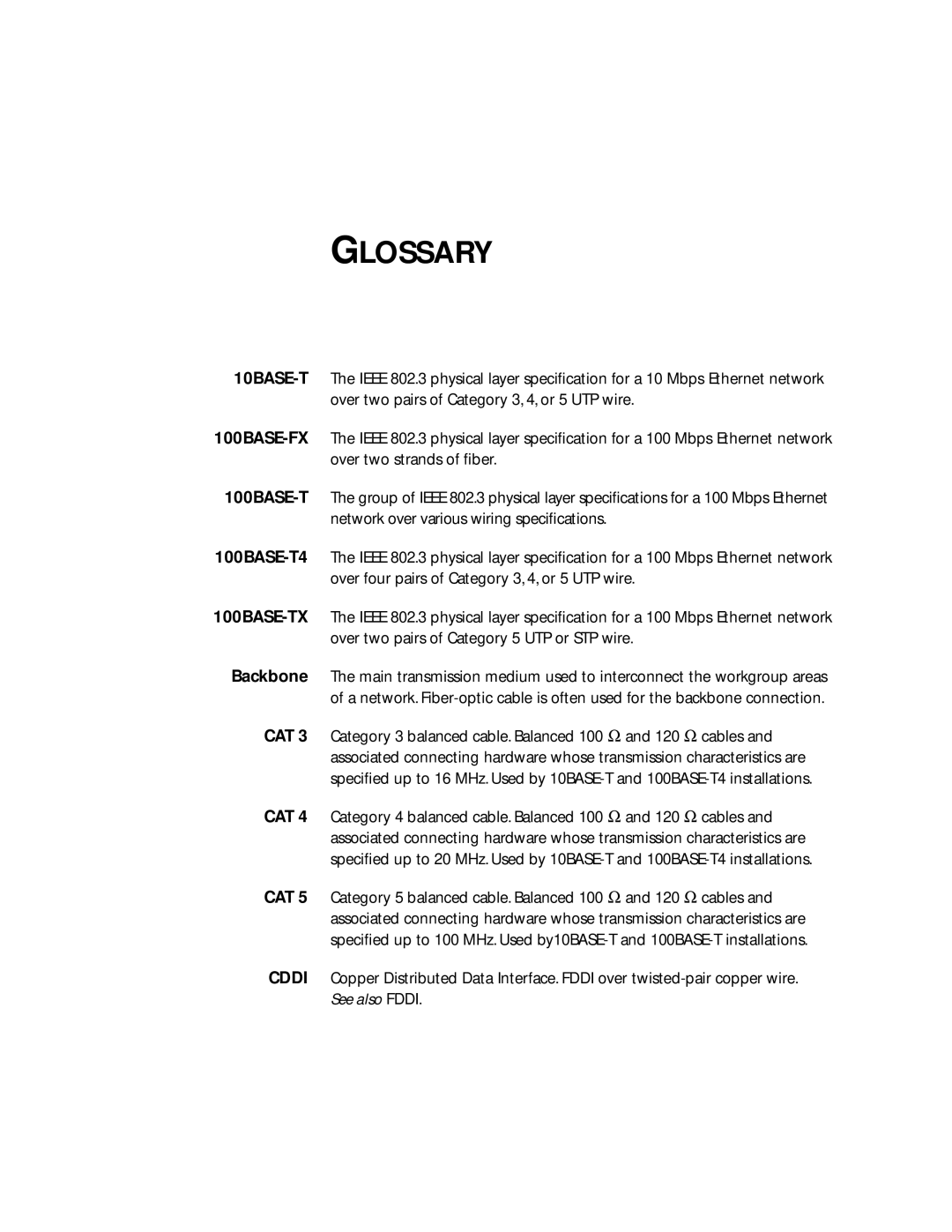 3Com 100 TX manual Glossary 