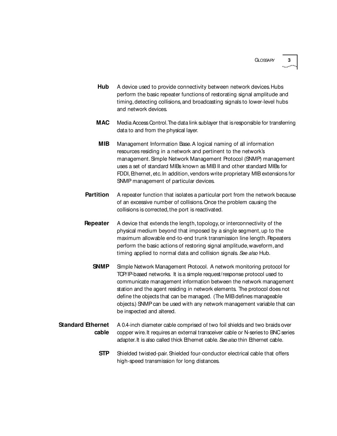 3Com 100 TX manual Glossary 