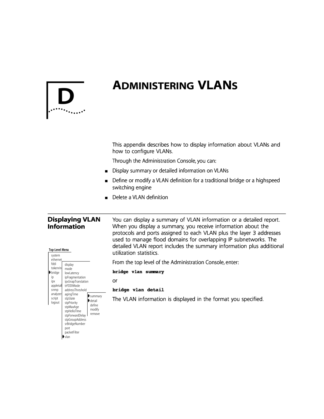 3Com 10002211 manual Administering Vlans, Displaying VLAN Information 