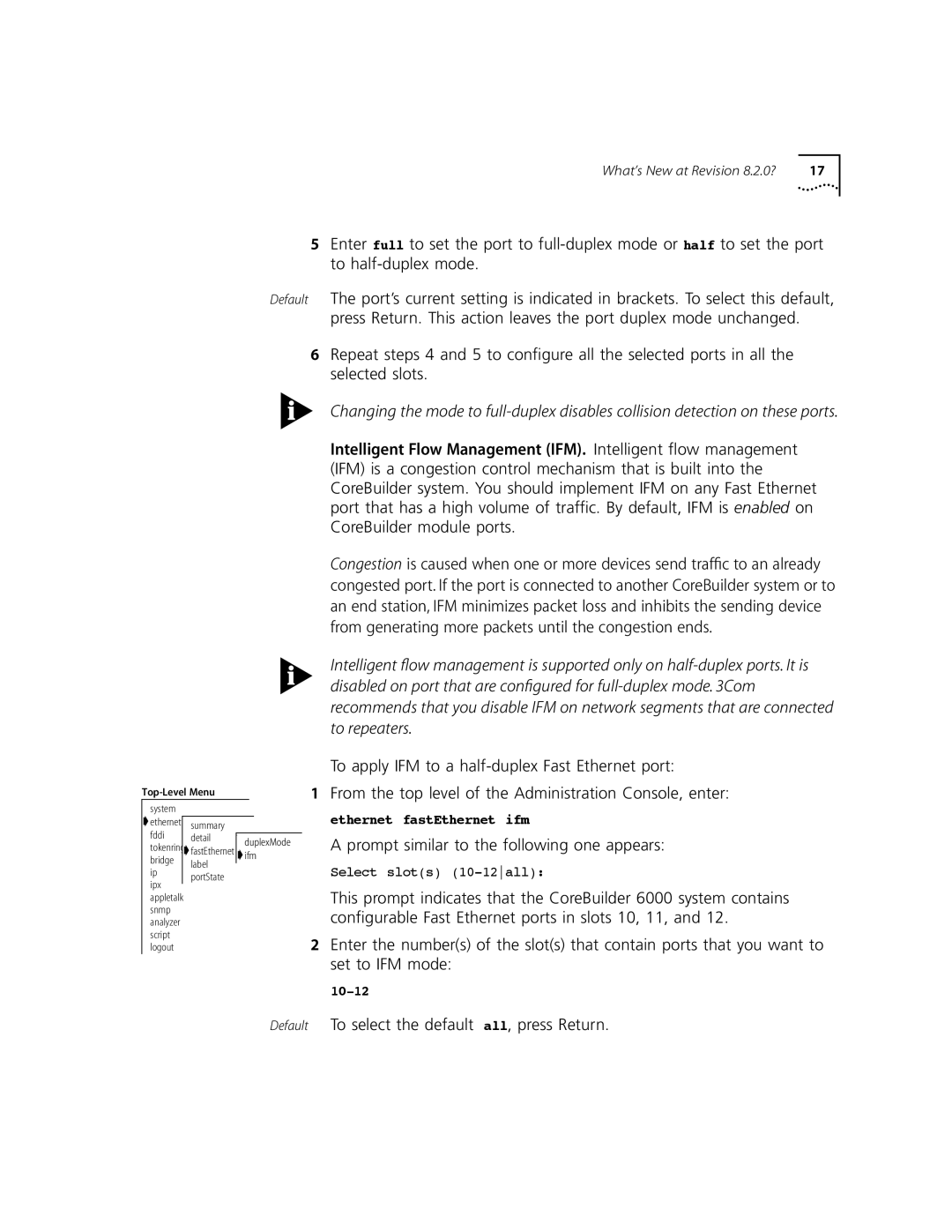 3Com 10002211 manual Default To select the default all, press Return 