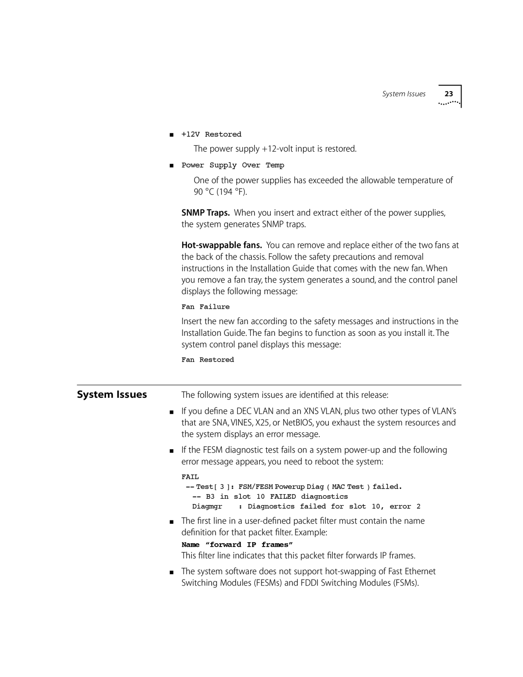 3Com 10002211 manual System Issues 