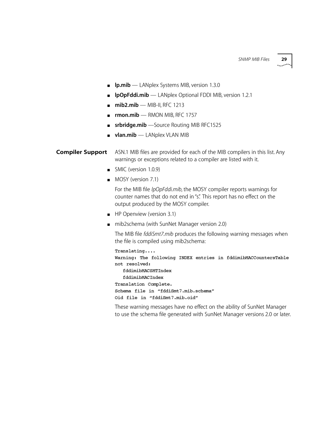 3Com 10002211 manual Snmp MIB Files 