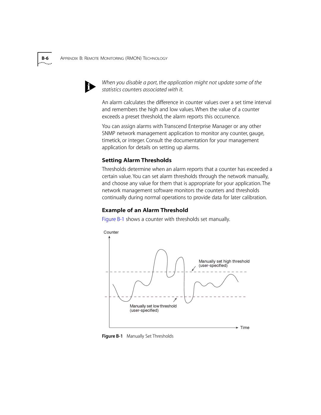 3Com 10002211 manual Setting Alarm Thresholds, Example of an Alarm Threshold 