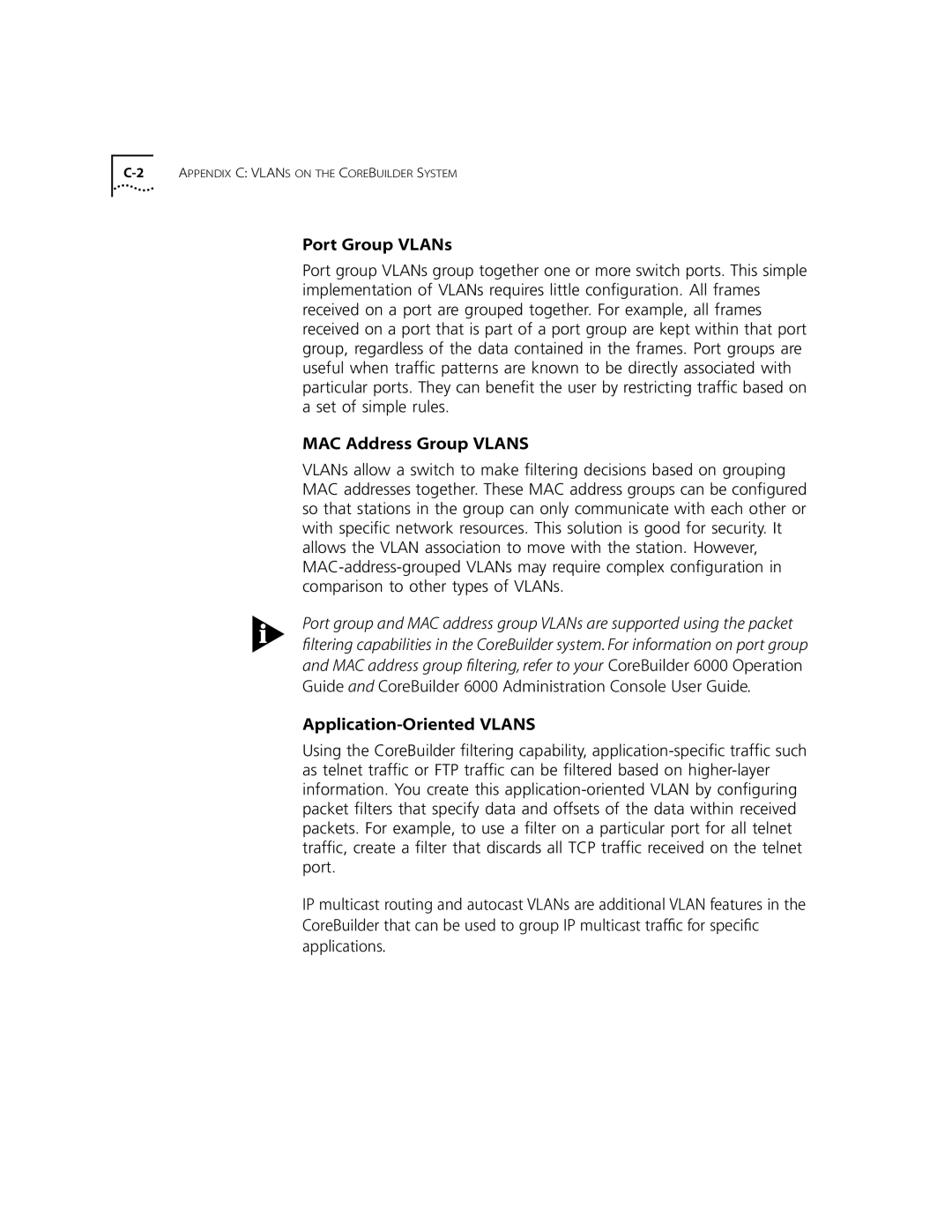 3Com 10002211 manual Appendix C Vlans on the Corebuilder System 